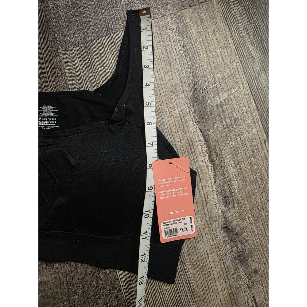 Yummie By Heather Thomson Scoop Neck Bra w/Removable Pads Black 1X/2X - Picture 2 of 5